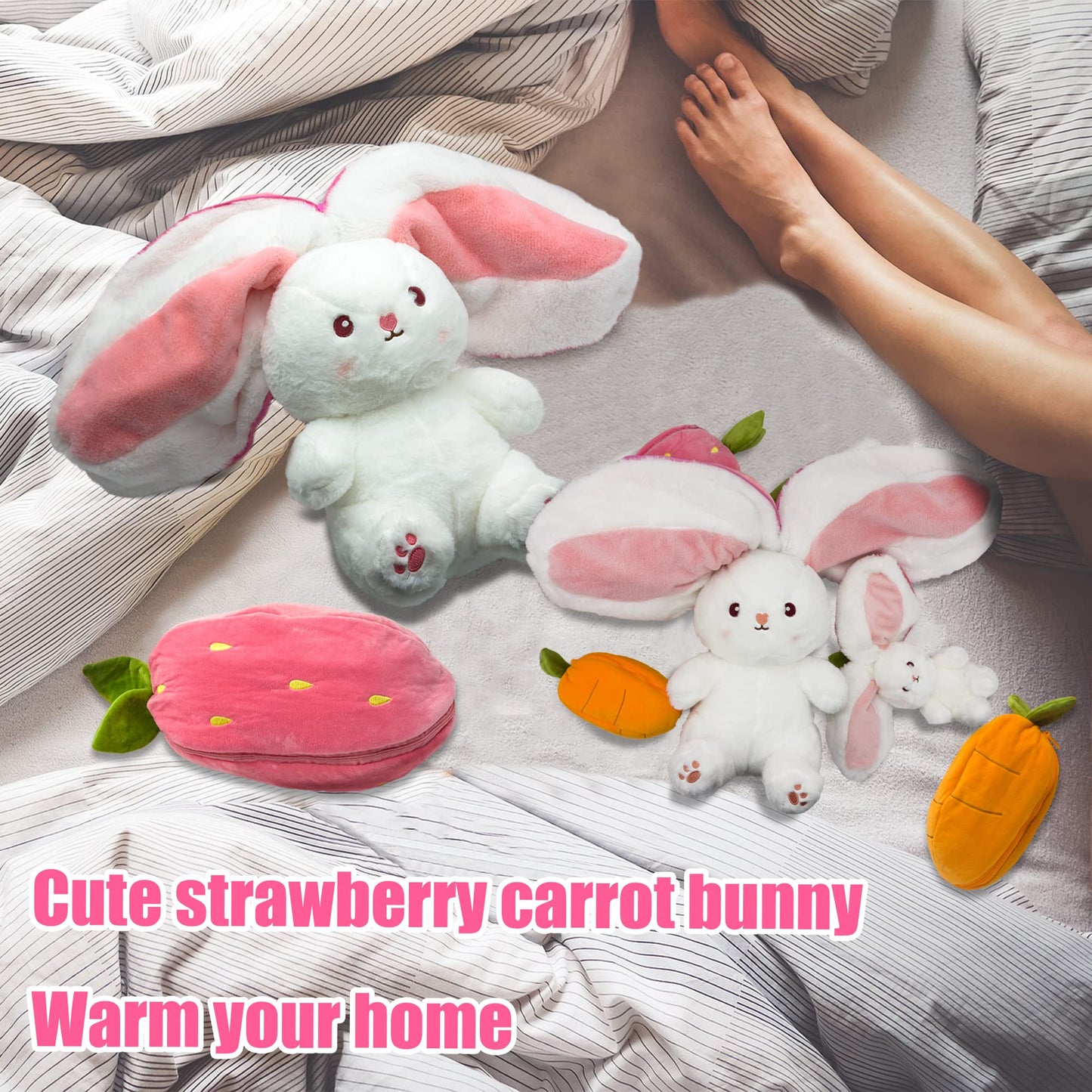 🍓 LAST DAY PROMOTION - 50%OFF🍓Strawberry Bunny Transformed into Little Rabbit🎀 Fruit Doll Plush Toy🐰