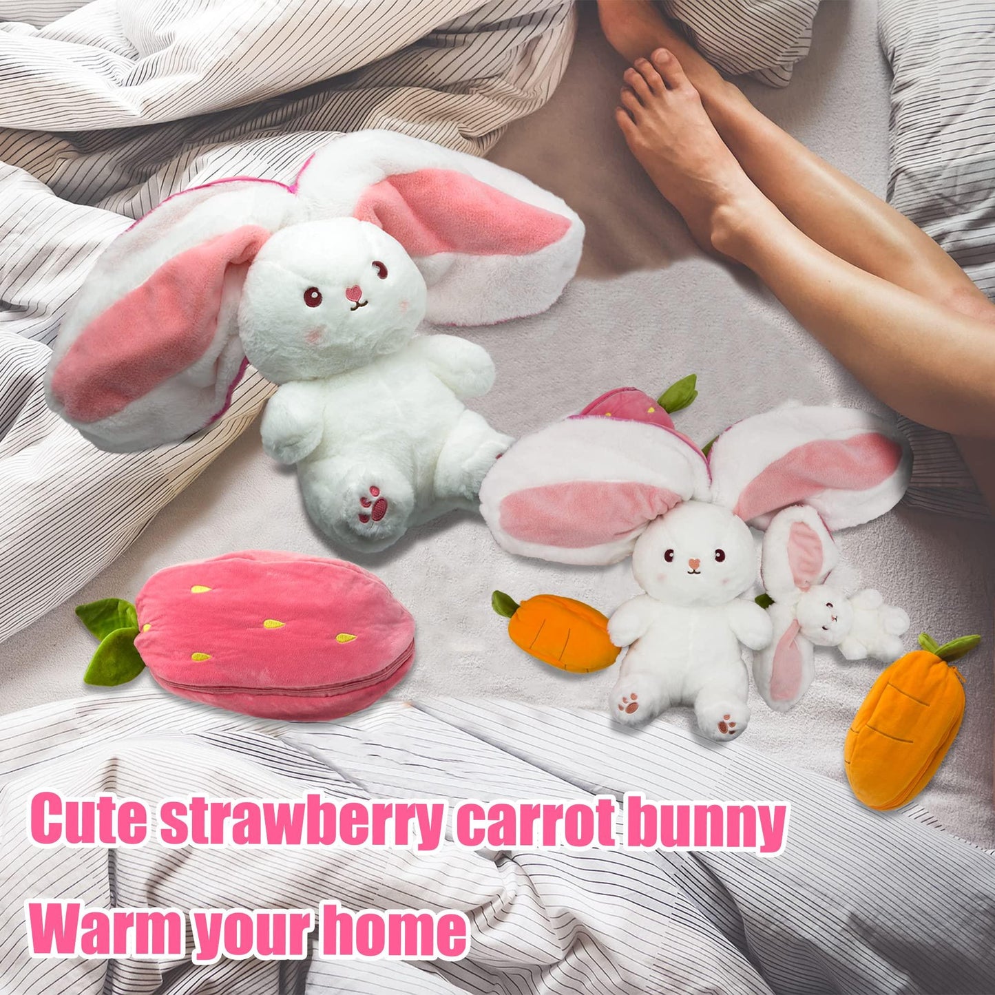 🍓 LAST DAY PROMOTION - 50%OFF🍓Strawberry Bunny Transformed into Little Rabbit🎀 Fruit Doll Plush Toy🐰