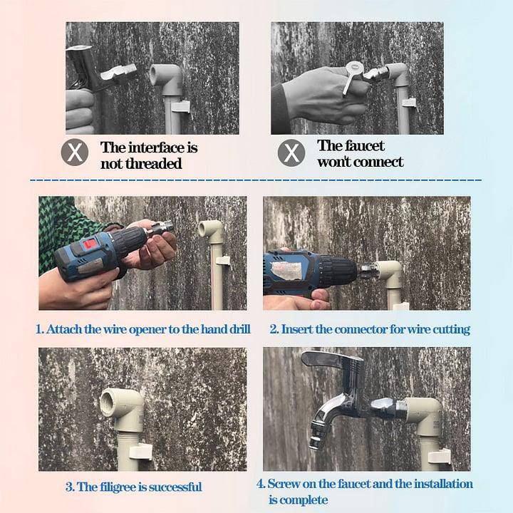 🎉New Year Sale - 49% OFF🌲Electric Drill Compatible PVC Pipe Threader Kit with Various Die Sizes - clarioy