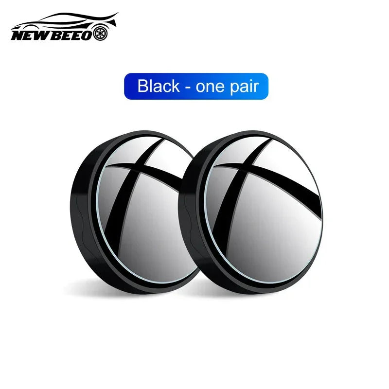Pair of round black car blind spot mirrors, NEWBEEO brand, for auto safety accessories