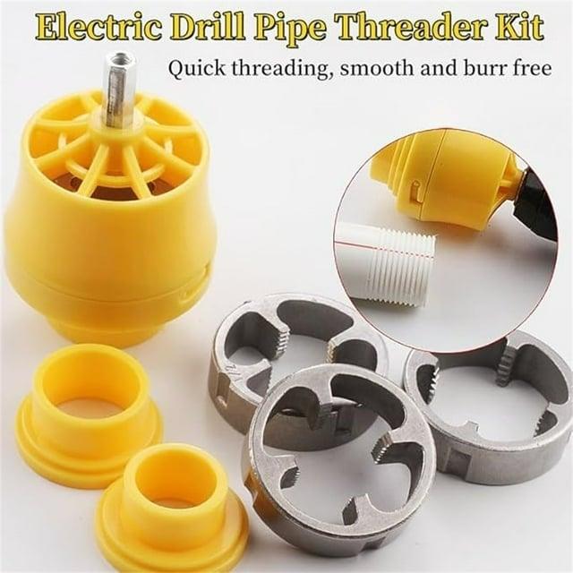 🎉New Year Sale - 49% OFF🌲Electric Drill Compatible PVC Pipe Threader Kit with Various Die Sizes - clarioy