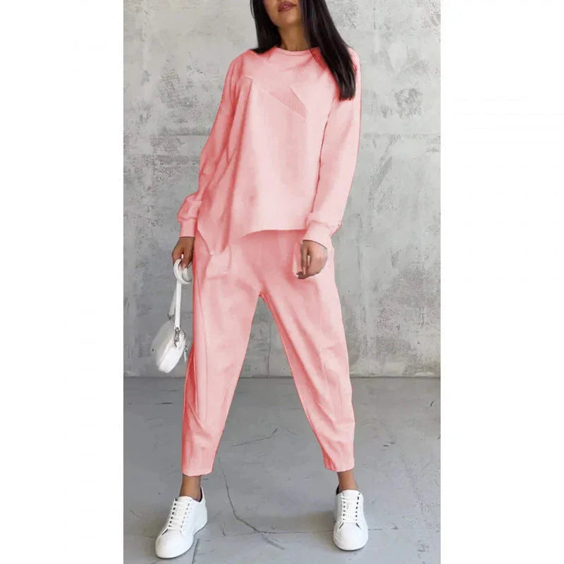 🥳2026 HOT SALE💞50K+ SOLD!✨Women Long-Sleeve Irregular Hem Sweatshirts & Pants Set