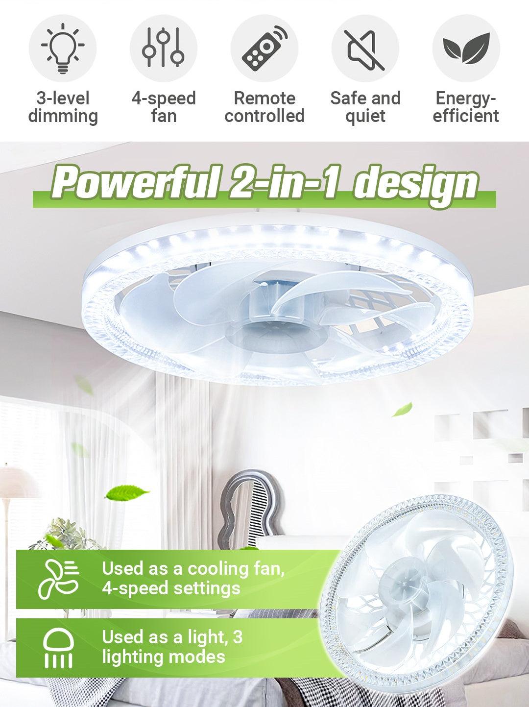 2-in-1 Mute Adjustable Fan Light with Remote Control - clarioy