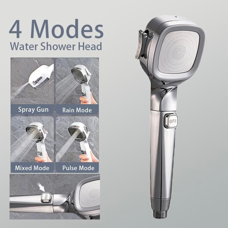 4-mode Handheld Pressurized Shower Head with Pause Switch - clarioy