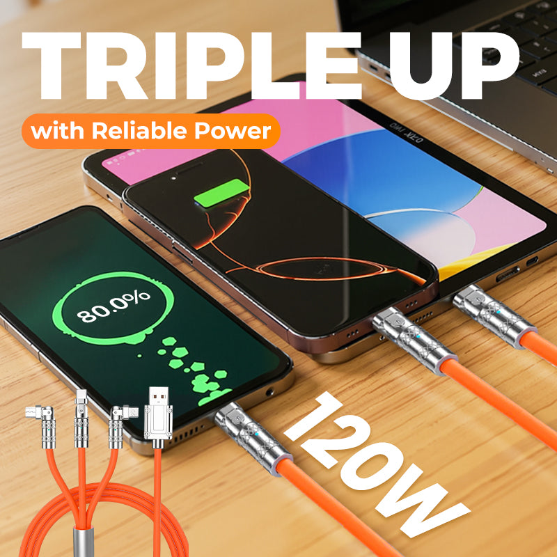 ⌛limited-time 50% off🔥120W 3 in 1 Rotating Elbow Fast Charging Data Cable⚡