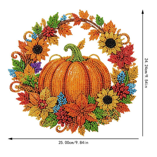 🍂 Autumnal Pumpkin Diamond-Pattern Wreath to Hang – Complete DIY Kit