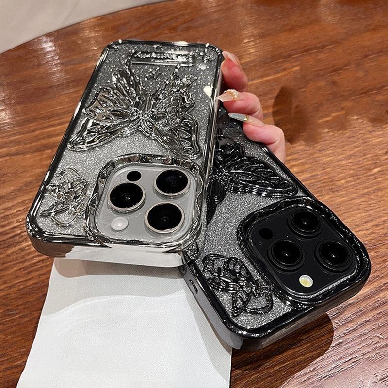 🦋Galvanized Glitter Butterfly iPhone Case Holder - clarioy