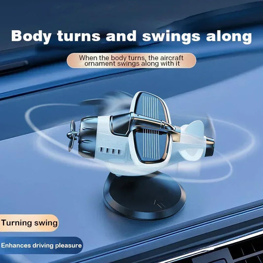 Clarioy auto dashboard spinning aircraft ornament accessory with turning swing feature