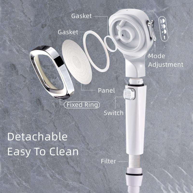 4-mode Handheld Pressurized Shower Head with Pause Switch - clarioy