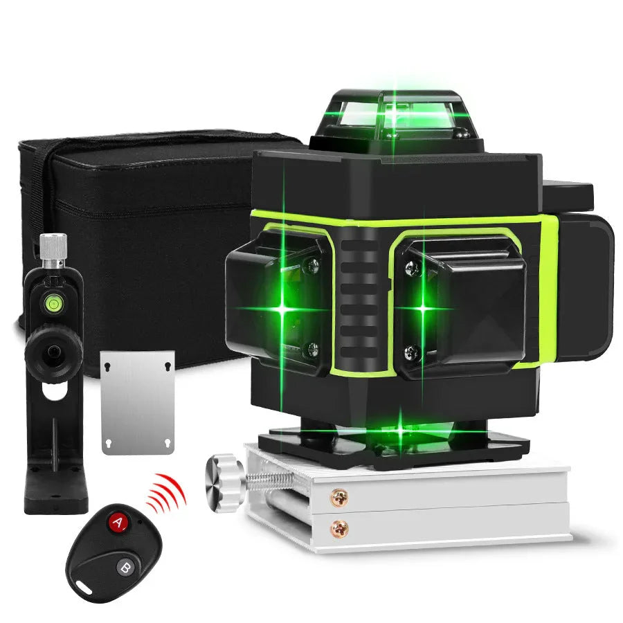 Clarioy green laser level kit with remote, tripod, mounting plate, and carrying case
