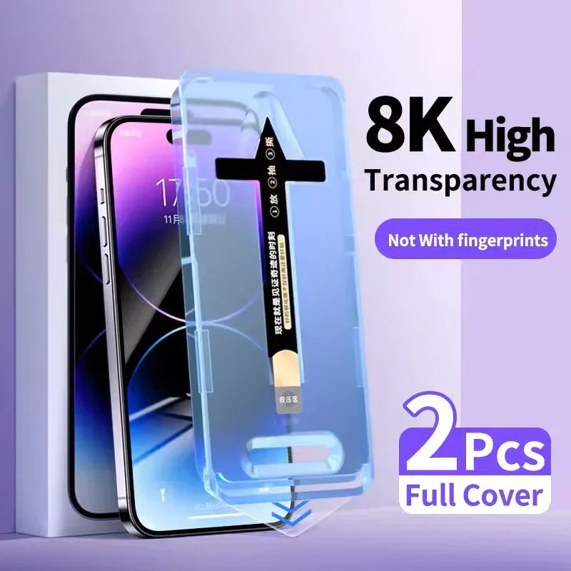 clarioy 8K high transparency full cover iPhone case, blue, anti-fingerprint, 2 pack