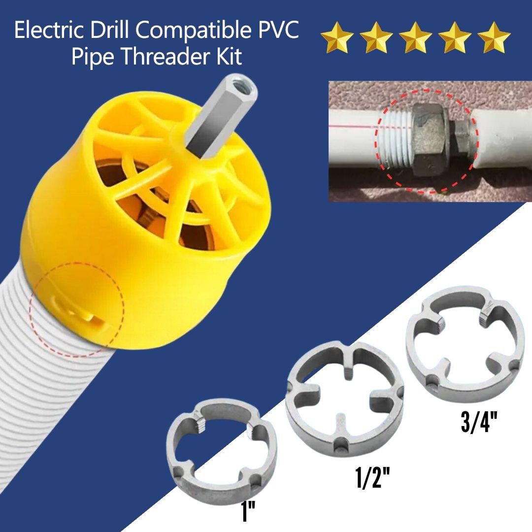 🎉New Year Sale - 49% OFF🌲Electric Drill Compatible PVC Pipe Threader Kit with Various Die Sizes - clarioy