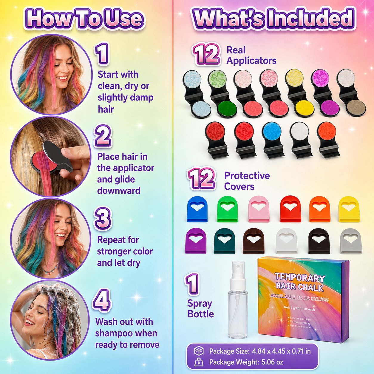 🔥Last Day 50% OFF🌈12-Color Temporary Hair Chalk Applicator Set