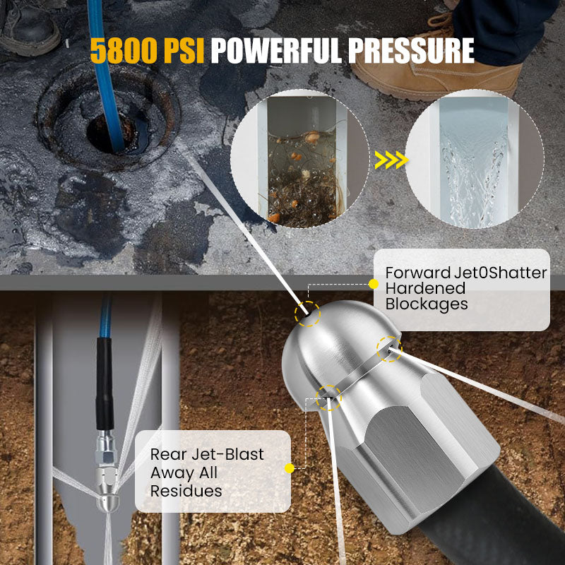 ๐ฟ 5800 PSI sewer cleaning kit โ Rotating nozzle and reinforced hose for unclogging pipes ๐ ๏ธโจ โ Free shipping
