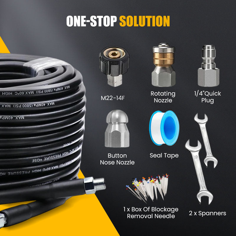 ๐ฟ 5800 PSI sewer cleaning kit โ Rotating nozzle and reinforced hose for unclogging pipes ๐ ๏ธโจ โ Free shipping