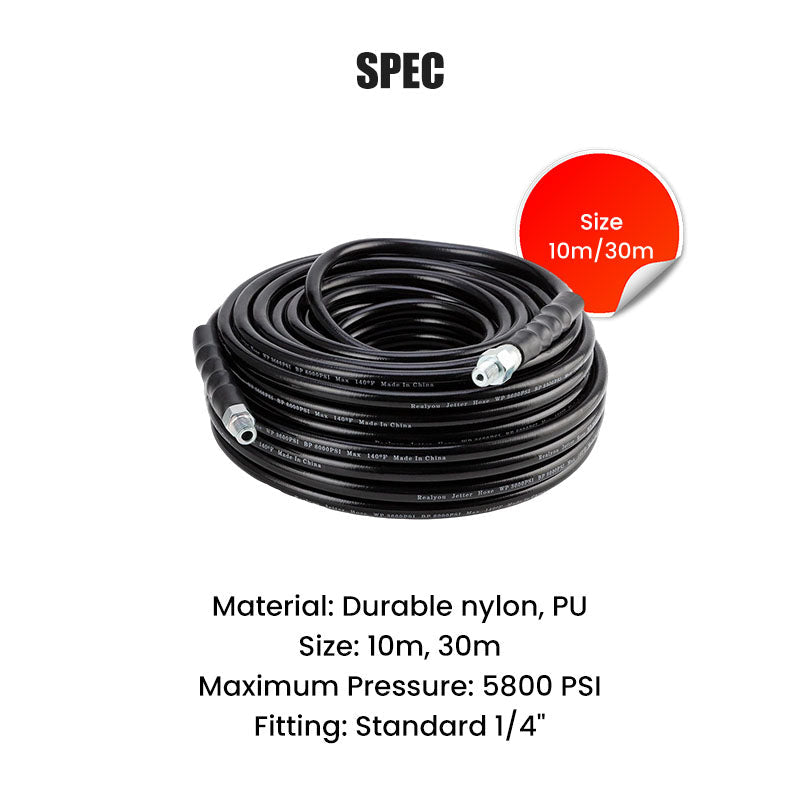 ๐ฟ 5800 PSI sewer cleaning kit โ Rotating nozzle and reinforced hose for unclogging pipes ๐ ๏ธโจ โ Free shipping
