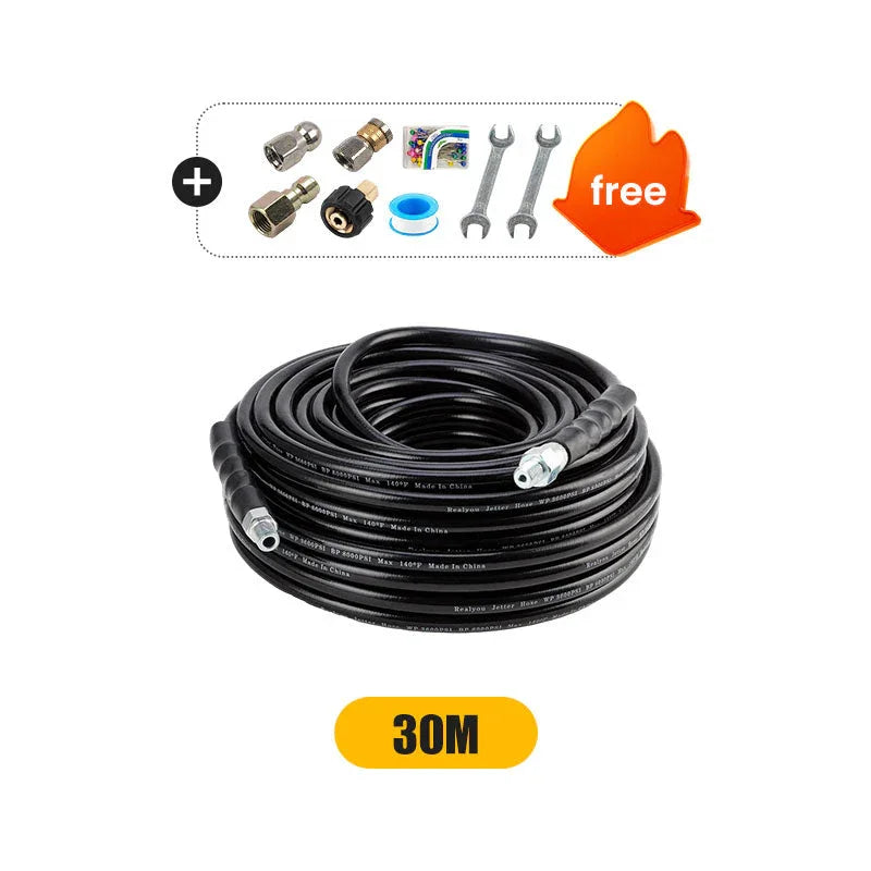 30m black pressure washer hose with free fittings and wrenches, clarioy auto tools