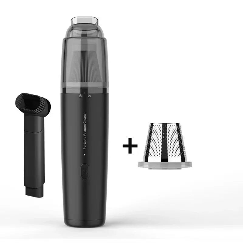 Clarioy black portable vacuum cleaner with nozzle and extra filter, premium auto tool