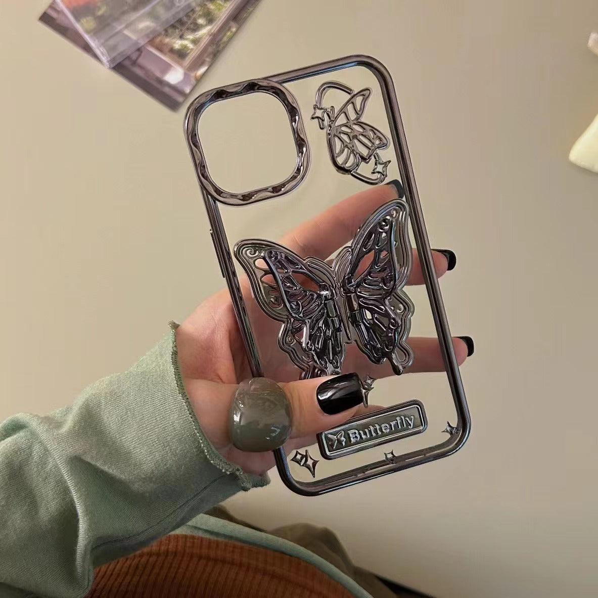 🦋Galvanized Glitter Butterfly iPhone Case Holder - clarioy