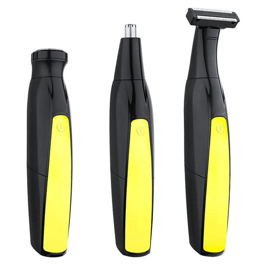 Clarioy black and yellow electric grooming trimmers set for facial hair care