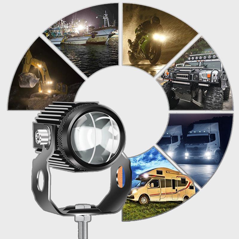 Universal Motorcycle LED Strong Light High and Low Beam Spotlight - clarioy