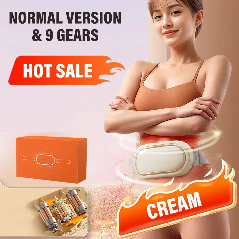 Woman wearing electronic waist massager belt, promotional hot sale graphic, clarioy auto tools homeware electronics