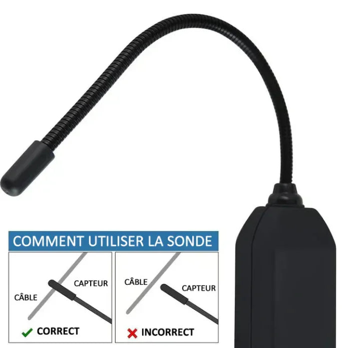 Flexible auto tool inspection probe with usage instructions in French, clarioy electronics