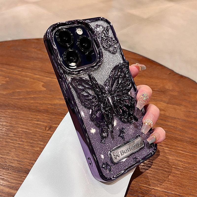 🦋Galvanized Glitter Butterfly iPhone Case Holder - clarioy