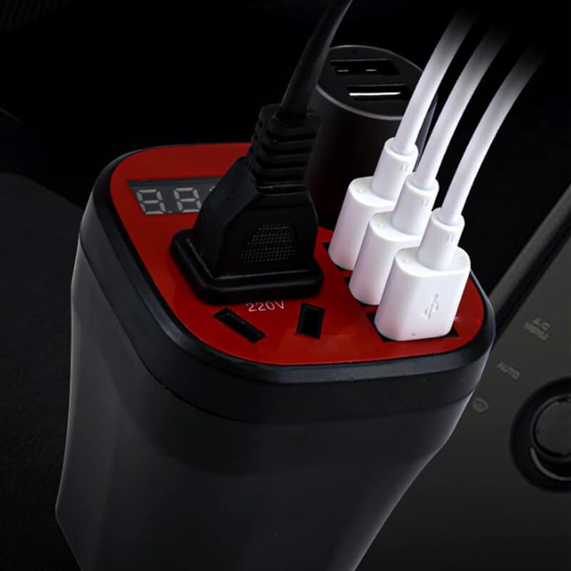 Car Mounted Cup Type Inverter Converter QC Charger - clarioy