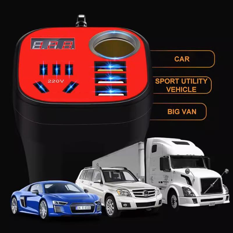 Car Mounted Cup Type Inverter Converter QC Charger - clarioy