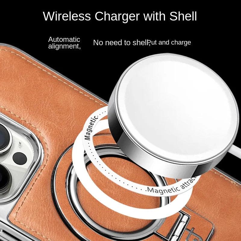 Luxury Leather Invisible Stand iPhone Case - clarioy