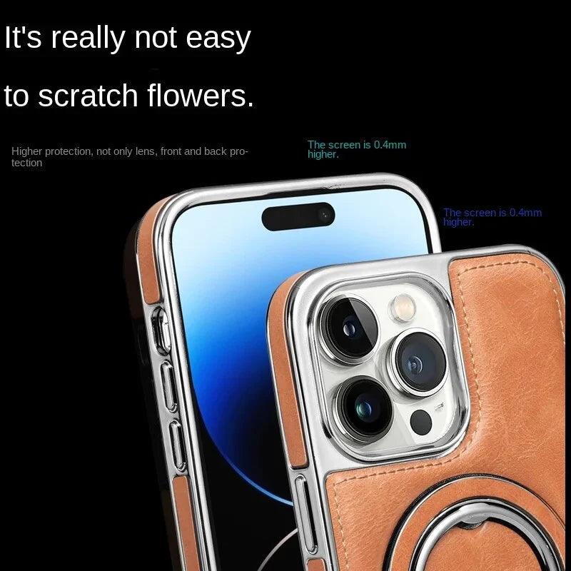 Luxury Leather Invisible Stand iPhone Case - clarioy