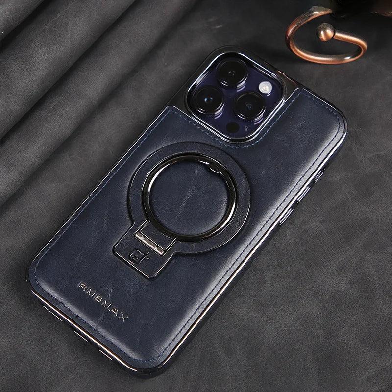 Luxury Leather Invisible Stand iPhone Case - clarioy
