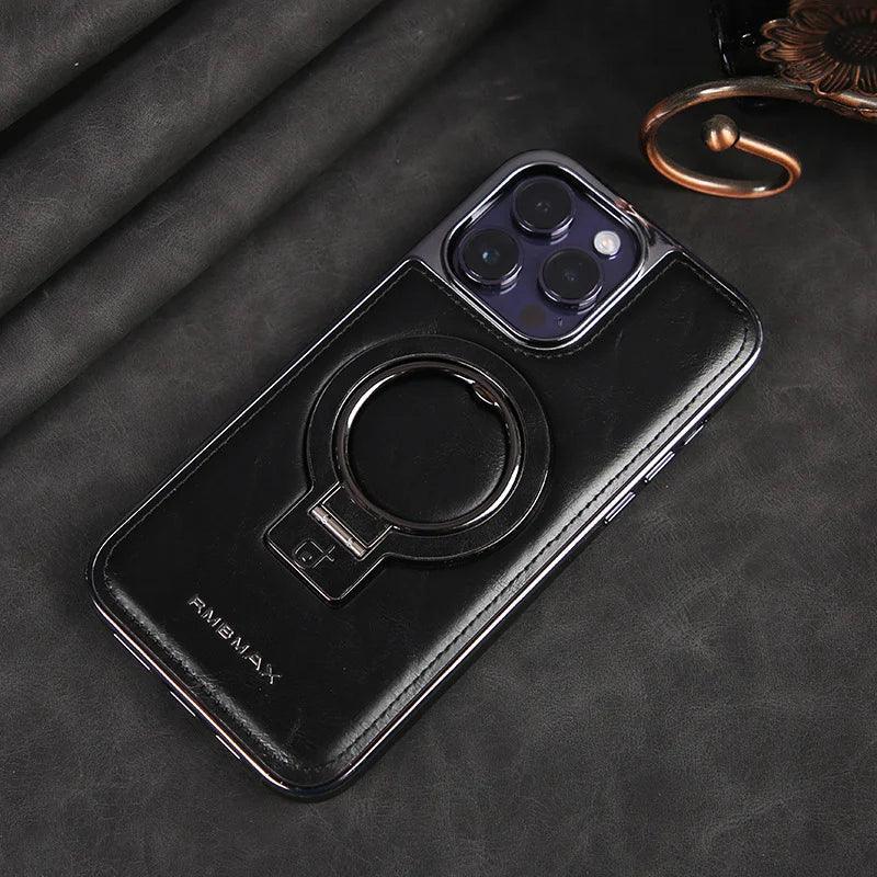 Luxury Leather Invisible Stand iPhone Case - clarioy