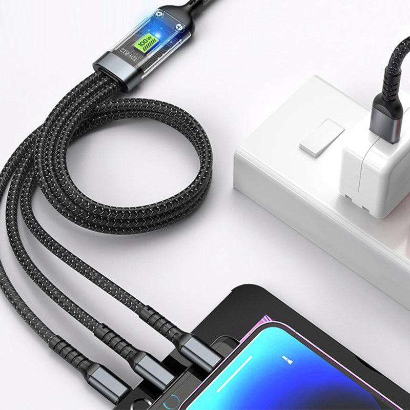 🎁Hot Sale 49% OFF⏳Transparent Luminous 3-in-1 Super Fast Charging Cable - clarioy