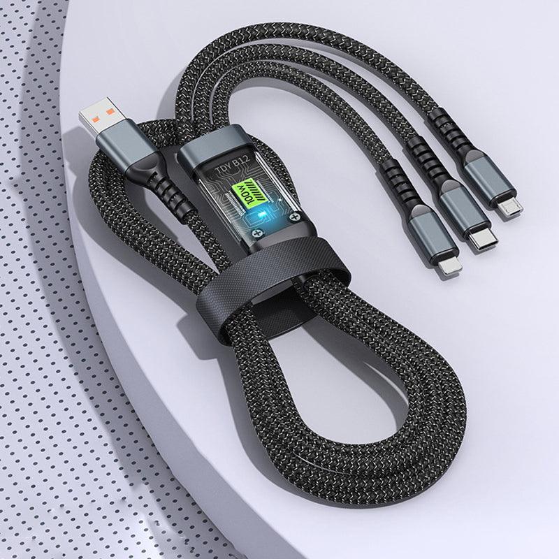 🎁Hot Sale 49% OFF⏳Transparent Luminous 3-in-1 Super Fast Charging Cable - clarioy