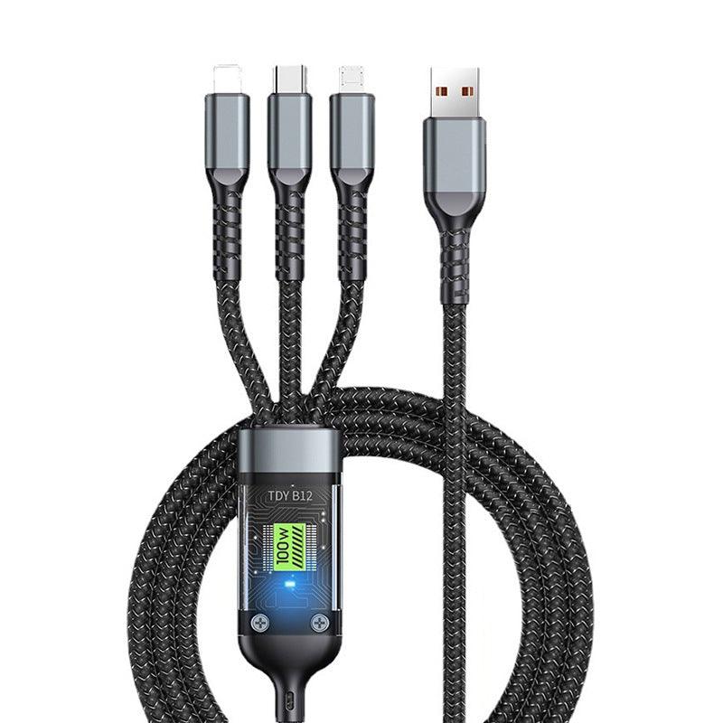 🎁Hot Sale 49% OFF⏳Transparent Luminous 3-in-1 Super Fast Charging Cable - clarioy
