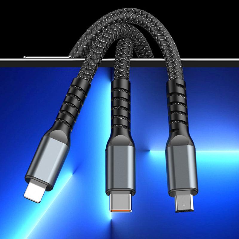 🎁Hot Sale 49% OFF⏳Transparent Luminous 3-in-1 Super Fast Charging Cable - clarioy