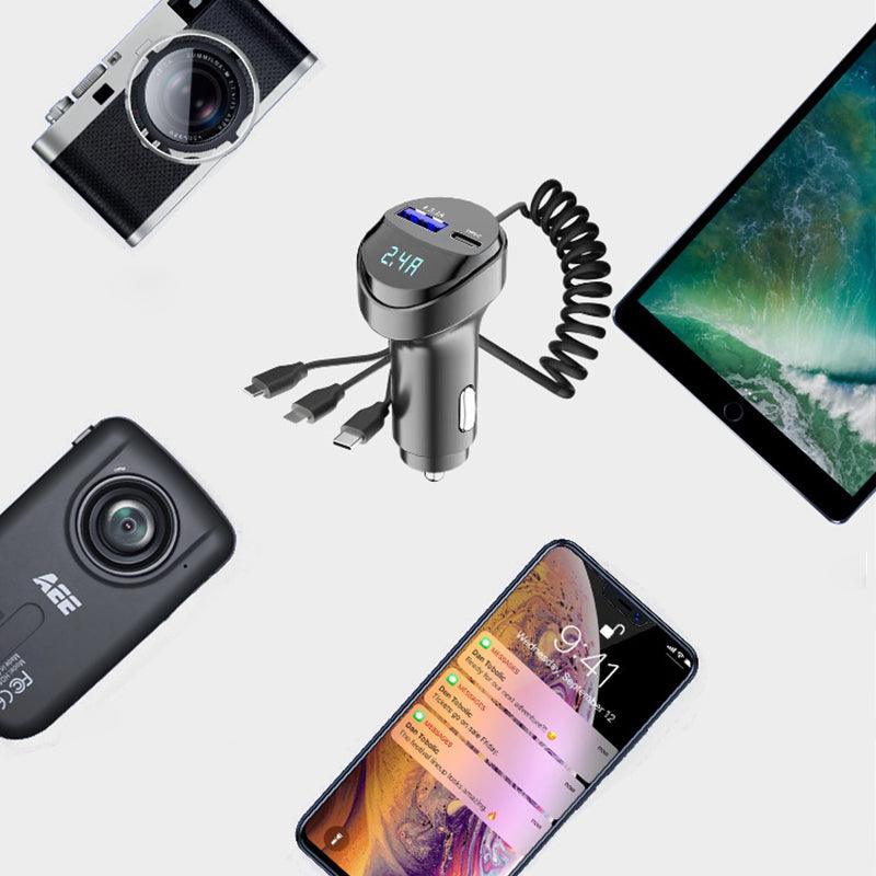 Fast Charging Car Charger with 3-in-1 Charging Cable - clarioy