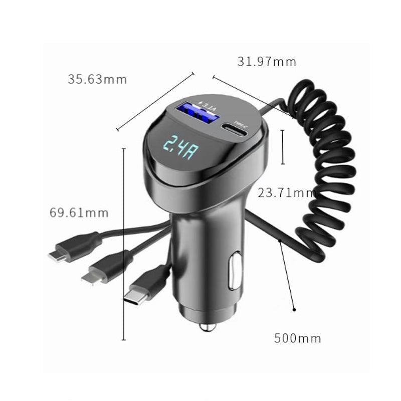 Fast Charging Car Charger with 3-in-1 Charging Cable - clarioy