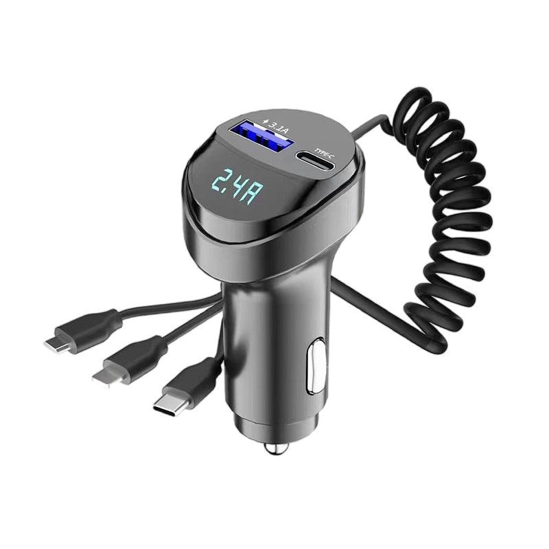 Fast Charging Car Charger with 3-in-1 Charging Cable - clarioy