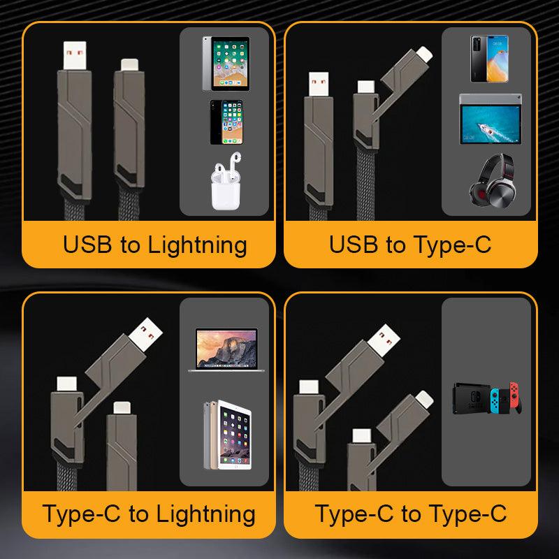 4-in-1 Fast Charging & Data Sync Charger Cord - clarioy