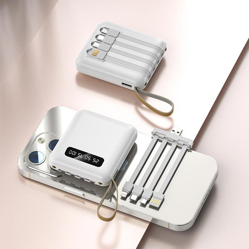🚀Mirror design, fashionable and cool🔋New 20000 mAh large capacity power bank with built-in cable - clarioy