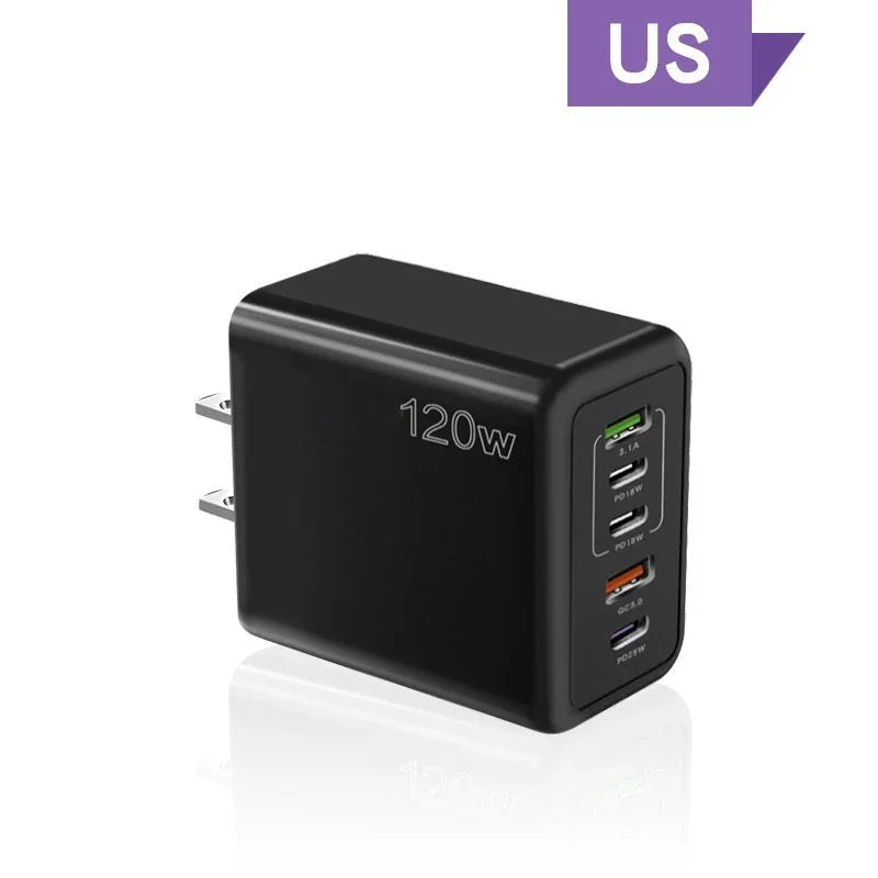 120W USB wall charger with multiple ports, US plug, premium clarioy electronics accessory