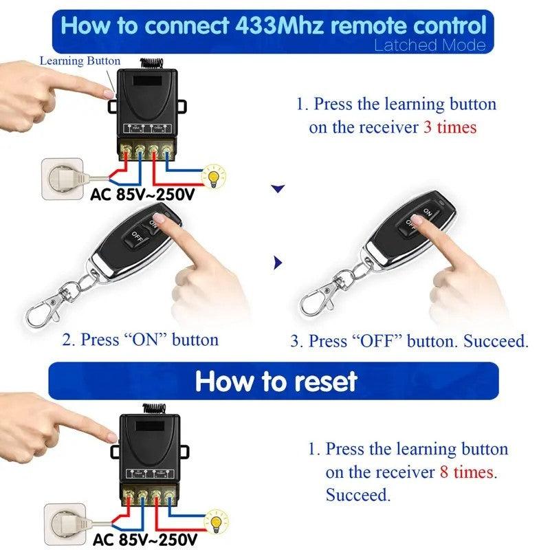 Wireless Remote Control Switch & Receiver Kit, No Wiring - clarioy