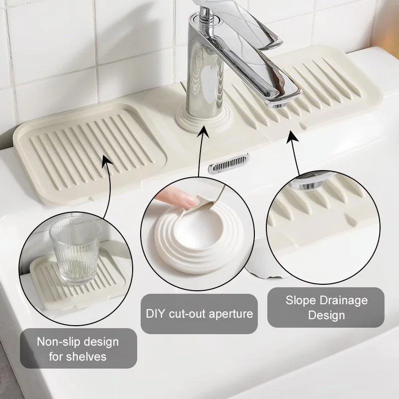 Faucet Splash Guard Draining Tray Mat - Great Gift - clarioy