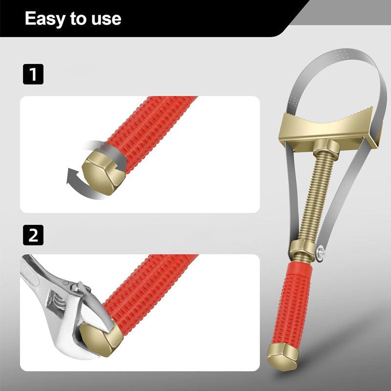 Auto Oil Filter Wrench with Adjustable Steel Strap - clarioy