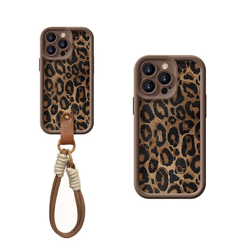 Leopard Print Case for iPhone with Lanyard - clarioy