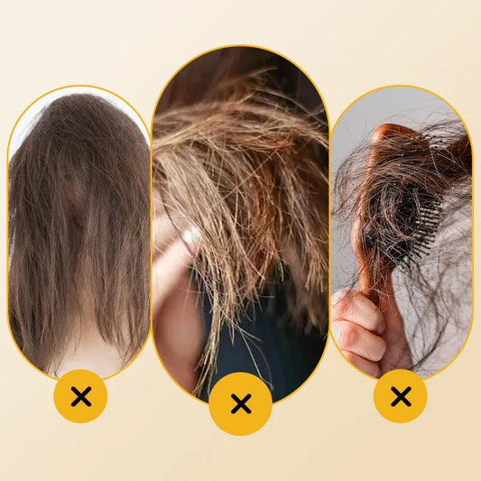Dry frizzy hair, split ends, and tangled hair problems highlighted on Clarioy homepage