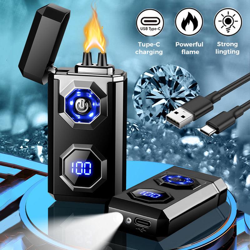 USB Charging Digital Windproof Lighters with LED Lighting Function - clarioy
